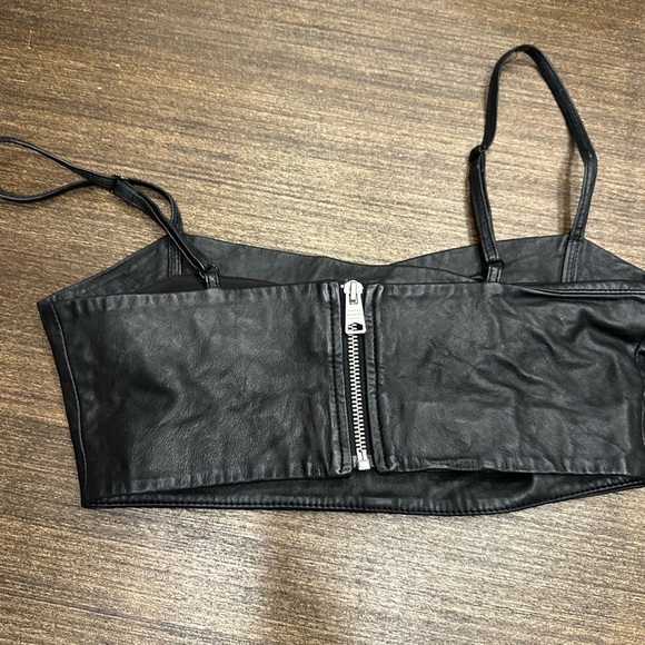 ALL SAINTS Orla Leather Crop Top (12) - Picture 8 of 10